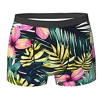 NEZIH Tropical Summer Hawaiian Flower Palm Leaves Print Mens Boxer Briefs Funny Novelty Underwear Hilarious Gifts