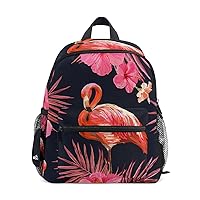 Kids Backpack Flamingo Flower Palm Leaves Nursery Bags for Preschool Children