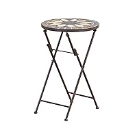 Christopher Knight Home Silvester Outdoor Stone Side Table with Iron Frame, Beige / Black