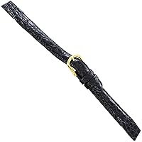 15mm deBeer Black Genuine Crocodile Padded Stitched Open Ended Watch Band