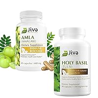 Holy Basil - 90 Capsules, and Amla Churna Supplement - 60 Vegan Capsules, Respiratory, Immune and Healthy Stress Support