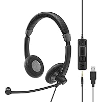 Sennheiser SC 75 USB MS (507086) - Double-Sided Business Headset | For Skype for Business, with Mobile Phone, Tablet, Softphone, and PC | HD Sound & Noise-Cancelling Microphone (Black)