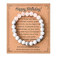 Happy Birthday Gifts Bracelet for Women Mom Daughter Bff Bead Bracelet with Engraved Bday Gift Card Birthday Presents for Women Girls Birthdate Bracelet Accessories Gifts for Friend Female Couple Wife