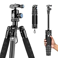 Sirui Compact Traveler 5C Tripod 54.3 inches Lightweight Carbon Fiber Travel Tripod Portable Camera Tripod with 360° Panorama Ball Head and Arca Swiss Quick Release Plate Load Capacity Up to 8.8lbs