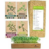 Microgreens Refill for Zestigreens Microgreens Growing Kit. Kale, Daikon Radish, Arugula & Mustard Organic Microgreens Seeds & 4 mats.