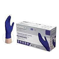 Ammex Indigo Nitrile Exam Gloves, 3 Mil, Latex Free, Powder Free, Textured, Disposable, Non-Sterile, Food Safe