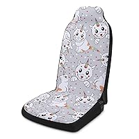 Cute Little Cat Unicorn Car Seat Covers Universal Seat Protective Covers Car Interior Accessory for Most Cars 2PCS