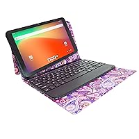 Tablet 10 Inch Android 13 Tablets, Prestige Elite 10QH 10.1 Inch HD IPS Tablet, 32GB Storage, 2GB RAM, Quad-Core Processor with Detachable Keyboard Case - Paisley (2022 Release)