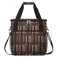Bookshelf Book Room Coffee Maker Carrying Bag Compatible with Single Serve Coffee Brewer Travel Bag Waterproof Portable Storage Toto Bag with Pockets for Travel, Camp, Trip