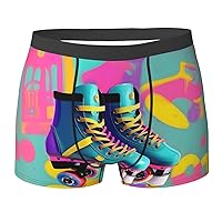 NEZIH Retro Colorful Roller Skates Print Mens Boxer Briefs Funny Novelty Underwear Hilarious Gifts for Comfy Breathable