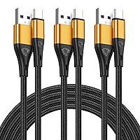 USB Type C Cable Fast Charging,3pack 10ft Premium Nylon Braided 3A Rapid Charger Quick Cord,Type C to A Cable Compatible for Samsung Galaxy S21 S20 S10 S9 S8 Plus,Note 20 10 9 8, LG V50 V40 G8（Gold）