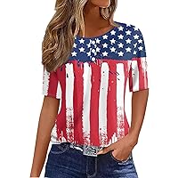 T Shirts for Women, 4Th of July Womens Short Crew Neck Ladies Summer Tee Tshirt Business Casual Shirt, S, 3XL