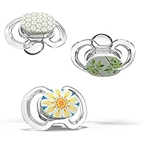 Baby Pacifier - 3 Pack of Slimline Pacifiers for Babies - Stage 3 for Babies 9+ Months - 100% Silicone Pacifier and BPA Free - Glow in The Dark - Spring Sunflower Edition
