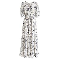 CHICWISH Women's Navy Floral Frilling Wrapped Maxi Dress