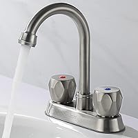 AMAZING FORCE 2 Handle Bathroom Sink Faucet, Centerset Bathroom Faucet with Pop-Up Sink Drain Stainless Steel with Overflow, Supply Utility Hose for Laundry Vanity Brushed Nickel 1.2 GPM