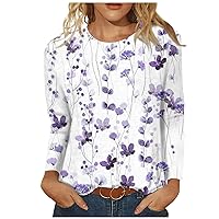 Sexy Floral Tops For Women Fashion Print Long Sleeve Crew Neck Shirts Casual Loose Fit Teen Girl Sweatshirts