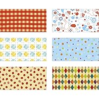 ササガワ(Sasagawa) Takajirushi 35-1967 Wrapping Paper, Retro, Set of 6 Patterns, 2 Sheets