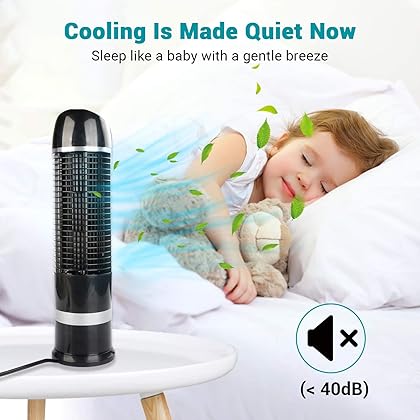 DR.PREPARE Oscillating Tower Fan, Desk Table Fan with 3 Speeds, Quiet Cooling, 60° Oscillation, 16 Inch Personal Small Bladeless for Bedroom Home Office Desktop