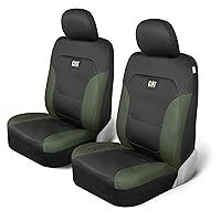 Flexfit Automotive Seat Covers for Cars Trucks and SUVs (Set of 2) – Black Car Seat Covers for Front Seats, Truck Seat Protectors with Green Honeycomb Trim, Auto Interior Covers
