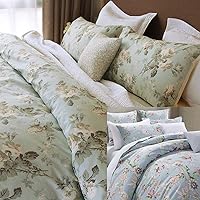 Brandream French Country Garden Toile Floral Printed Duvet Quilt Cover Blue Vintage Botanical Flower Printed Floral Girls 6Pc