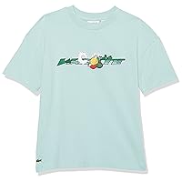 Lacoste Girls' Kid's Short Sleeve Relaxed Fit Graphic Children's Tee Shirt