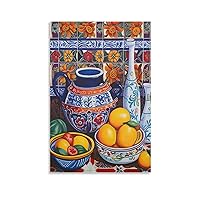 FRONC Mexican Kitchen Art, Lemon Wall Art, Tarawera Pottery Painting Posters Canvas Painting Wall Art Poster for Bedroom Living Room Decor 12x18inch(30x45cm) Unframe-style