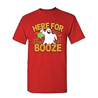 Manateez Men's Halloween Party Ghost I'm Here for The Booze Tee Shirt