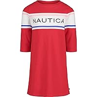 Nautica Girls' Long Sleeve Logo Design Knit T-Shirt Dress