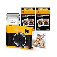 KODAK Mini Shot 3 ERA 4PASS 2-in-1 Instant Camera and Photo Printer (Yellow, Camera + Initial 8 Sheets + 60 Sheets)