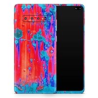 Bright Red v2 Metal with Turquoise Rust Vinyl Decal Wrap Cover Compatible with Samsung Galaxy S10 Plus (Screen Trim and Back Skin)