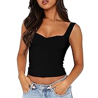 Crop Tank Tops for Women Y2k Summer Sexy Cute Backless Sweetheart Neckline Trendy Going Out Camisole Basic Shirts