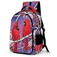 Red Cardinal Bird Sits on Snowy Branches Travel Backpack Double Layers Laptop Backpack Durable Daypack for Men Women