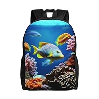 Colorful Fish Groups Laptop Backpack Water Resistant Travel Backpack Business Work Bag Computer Bag For Women Men