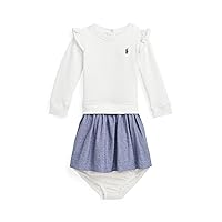 POLO RALPH LAUREN Baby Girl Fleece Sweatshirt Dress & Bloomer 2 Piece Set
