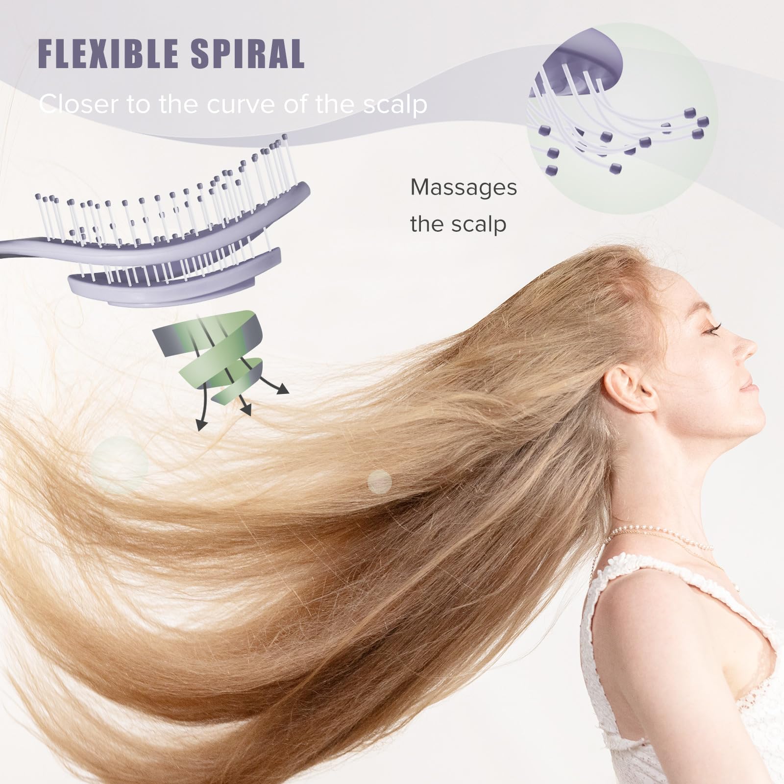 SHINLEA Detangle Hair Brush | Detangling Wet & Dry Spiral Hairbrush for Women, Men, Kids | Vented Detangler for Blow Drying | Glide Through Tangles For All Hair Types | Gifts (Purple)