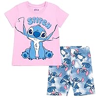 Disney Lilo & Stitch Little Girls T-Shirt and Bike Shorts Outfit Set Tie Dye 6
