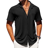 COOFANDY Mens Button Down Shirts Short Sleeve Casual Summer Beach Shirts Textured Shirt