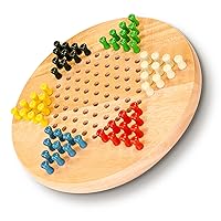 Chinese Checkers with Pegs - Solid Wood Travel Size - 7 in.