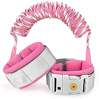 Accmor Anti Lost Wrist Link with Induction Lock, Upgraded Toddler Leash, Reflective Kids Wrist Leash for Baby, Child Walking Wristband Leashes with Magnetic Unlock Design for Girls, Rose (6.5ft)