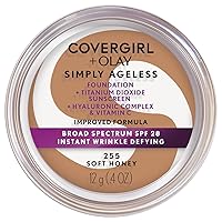 COVERGIRL & Olay Simply Ageless Instant Wrinkle-Defying Foundation, 255 Soft Honey , 0.44 Fl Oz (Pack of 1)