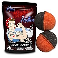 One Badass Mother Bath Bombs - Vintage Rosie Strong Mom Design - Funny Bath Bombs for Moms - XL Bath Fizzers, Black and Red, Handcrafted in The USA, 2 Count