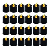 LANKER 24 Pack Black Tea Lights Candles – Flickering Warm Yellow Lights Flameless LED Candles – Battery Operated Fake Candles – Decoration for Halloween and Christmas (Black)