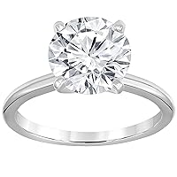La4ve Diamonds 1/2-3.00 Carat Prong Set Lab Grown Diamond Round-cut Solitaire Engagement Ring (J, VS-SI1) in 14K White Gold | Fine Jewelry for Women Girls | Gift Box Included