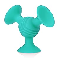 Silly Three Prong Interactive Suction Toy with Built in Rattle, Aqua
