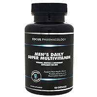 Focus Pharmacology Men's Daily Super Multi-Vitamin for Men - 180 Ct Blend of Vitamins, Minerals, Plus Herbs for Prostate Health and General Energy/Focus