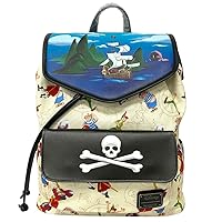 Loungefly Captain Hook Skull Peter Pan Pirate AOP Rucksack Bag