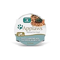 Applaws Natural Wet Cat Food, 18 Count, Limited Ingredient Cat Food Pots, Sardine with Mackerel in Broth, 2.12oz Pots