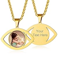 Custom4U Picture Necklace Personalized Photo Customized Heart Dog Tag Pendant with Pictures Custom Hip Hop Jewelry Memorial Chain for Men Women (Gift Box)