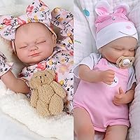 BABESIDE 2PCS Reborn Baby Skylar, 17-Inch Realistic-Newborn Baby Dolls with Gift Box