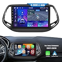 [8 Core 4G+64G]Android 13 Car Stereo for Jeep Compass 2017-2020 with Wireless Apple Carplay Android Auto,9'' Touchscreen Car Radio with WiF/ GPS Navigation,Bluetooth,FM/RDS Radio,SWC+AHD Backup Camera